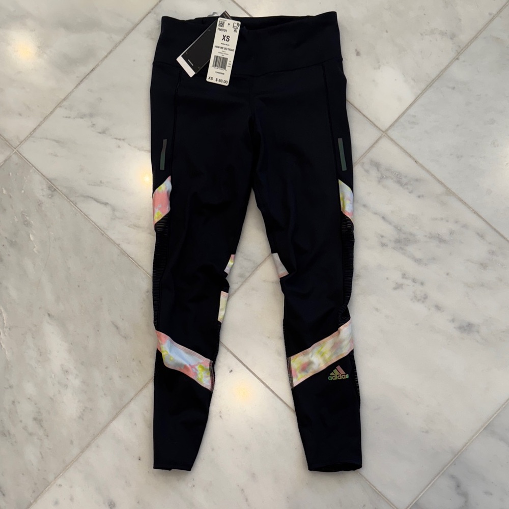 Adidas Black Leggings with Multicolor Accents
